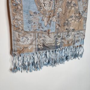 Chicos Light blue and light tan paisley print scarf wrap